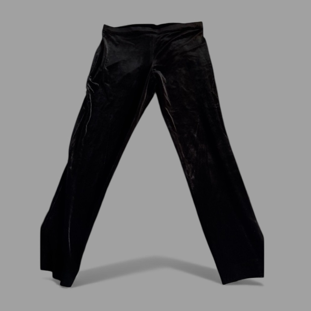 Joan Vass Black Velvet Stretch cropped Pants